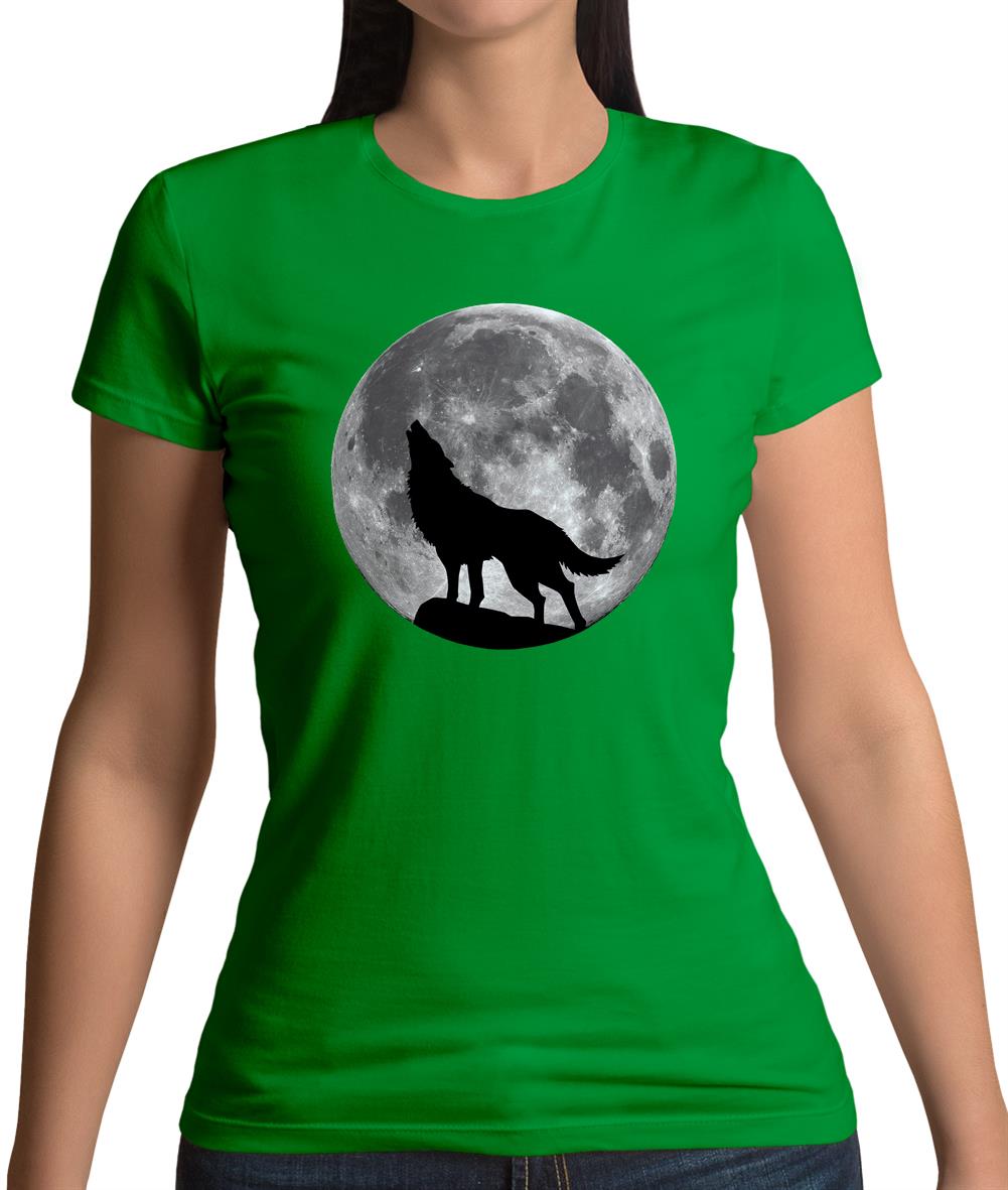 Dressdown Wolf Moon Silhouette Womens T-Shirt Dressdown Wolf Moon Silhouette Womens T-Shirt