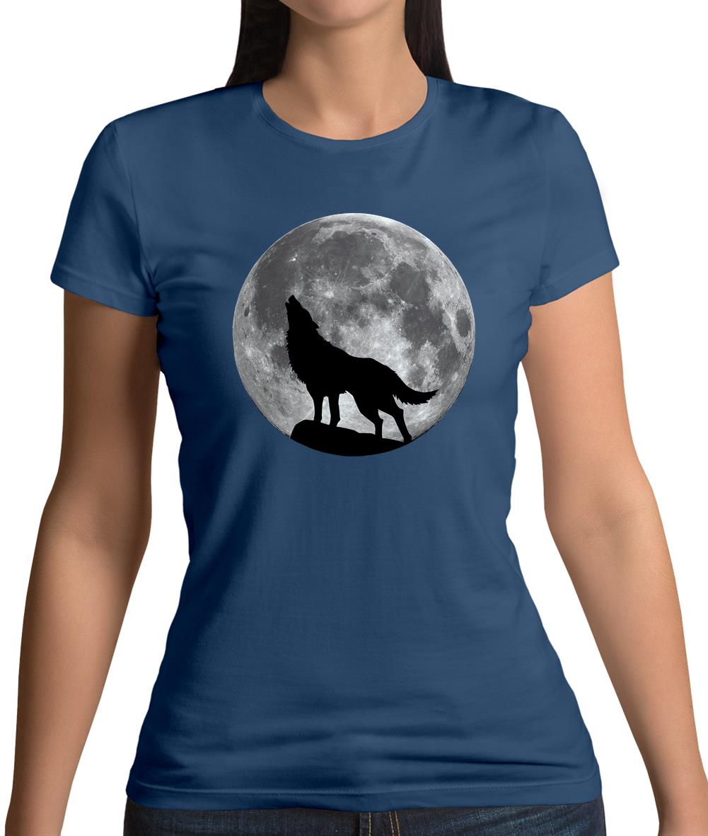 Dressdown Wolf Moon Silhouette Womens T-Shirt Dressdown Wolf Moon Silhouette Womens T-Shirt