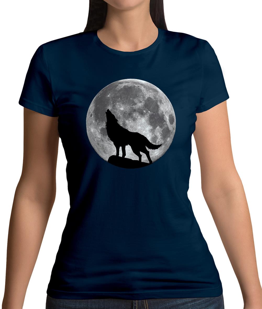 Dressdown Wolf Moon Silhouette Womens T-Shirt Dressdown Wolf Moon Silhouette Womens T-Shirt