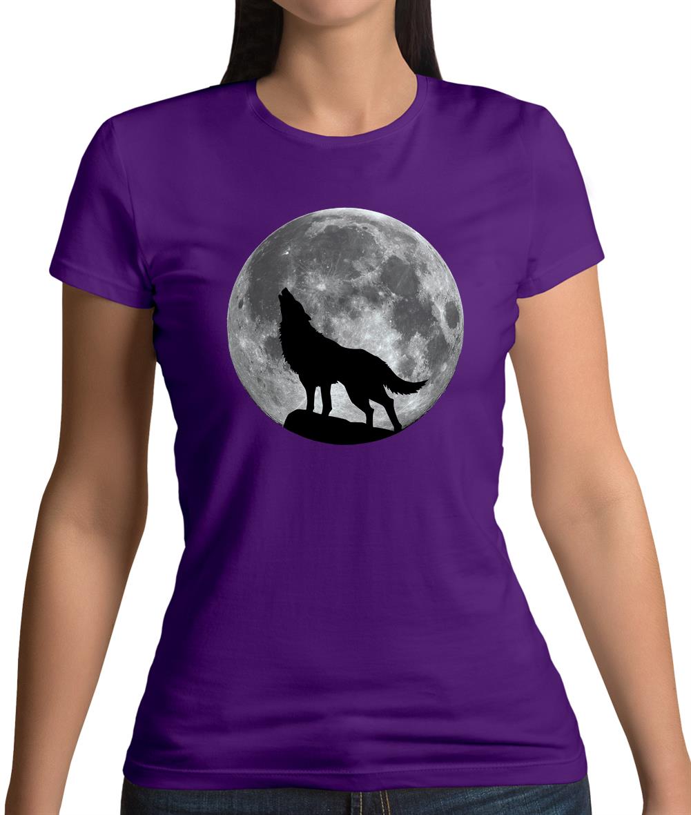 Dressdown Wolf Moon Silhouette Womens T-Shirt Dressdown Wolf Moon Silhouette Womens T-Shirt