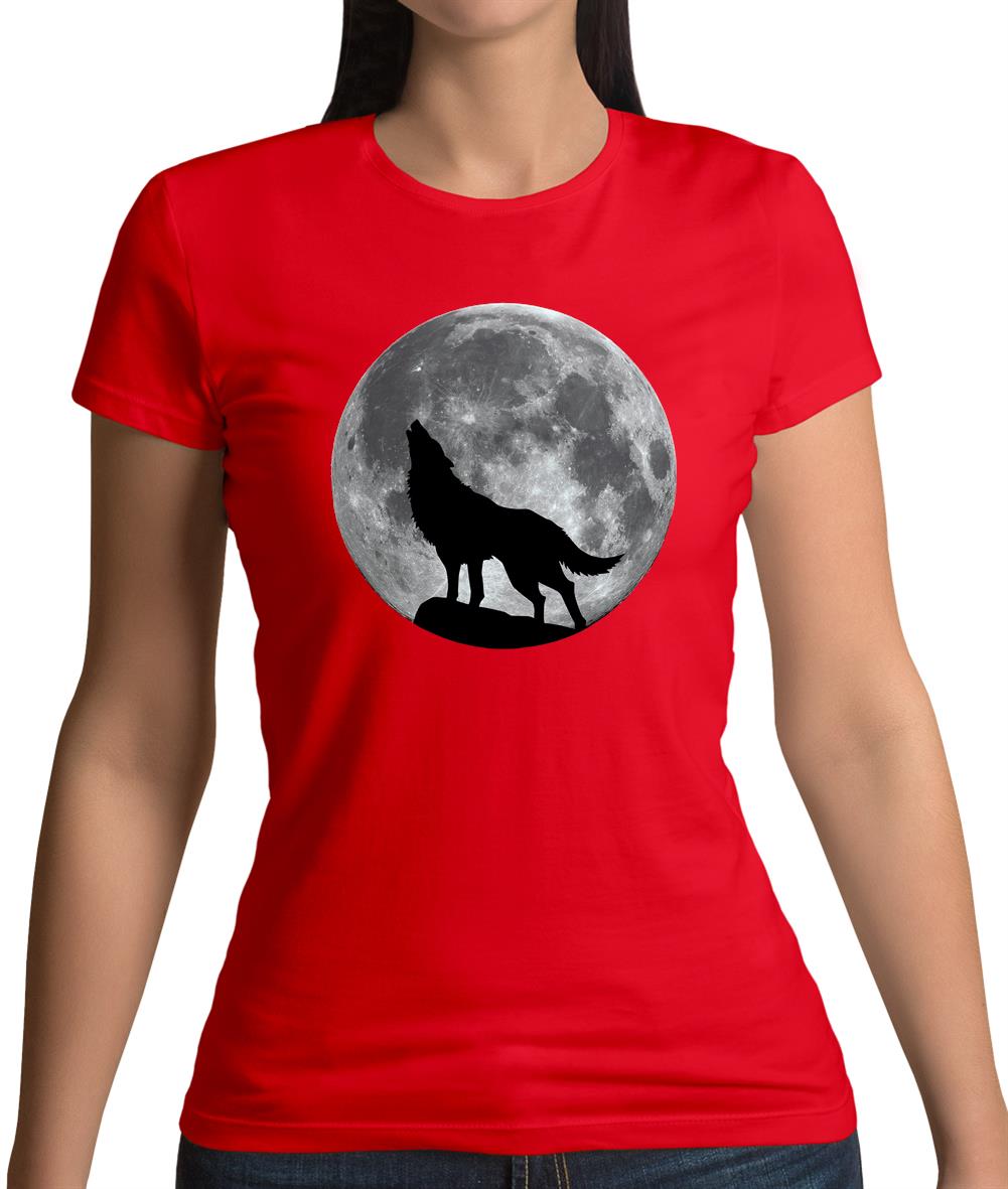 Dressdown Wolf Moon Silhouette Womens T-Shirt Dressdown Wolf Moon Silhouette Womens T-Shirt