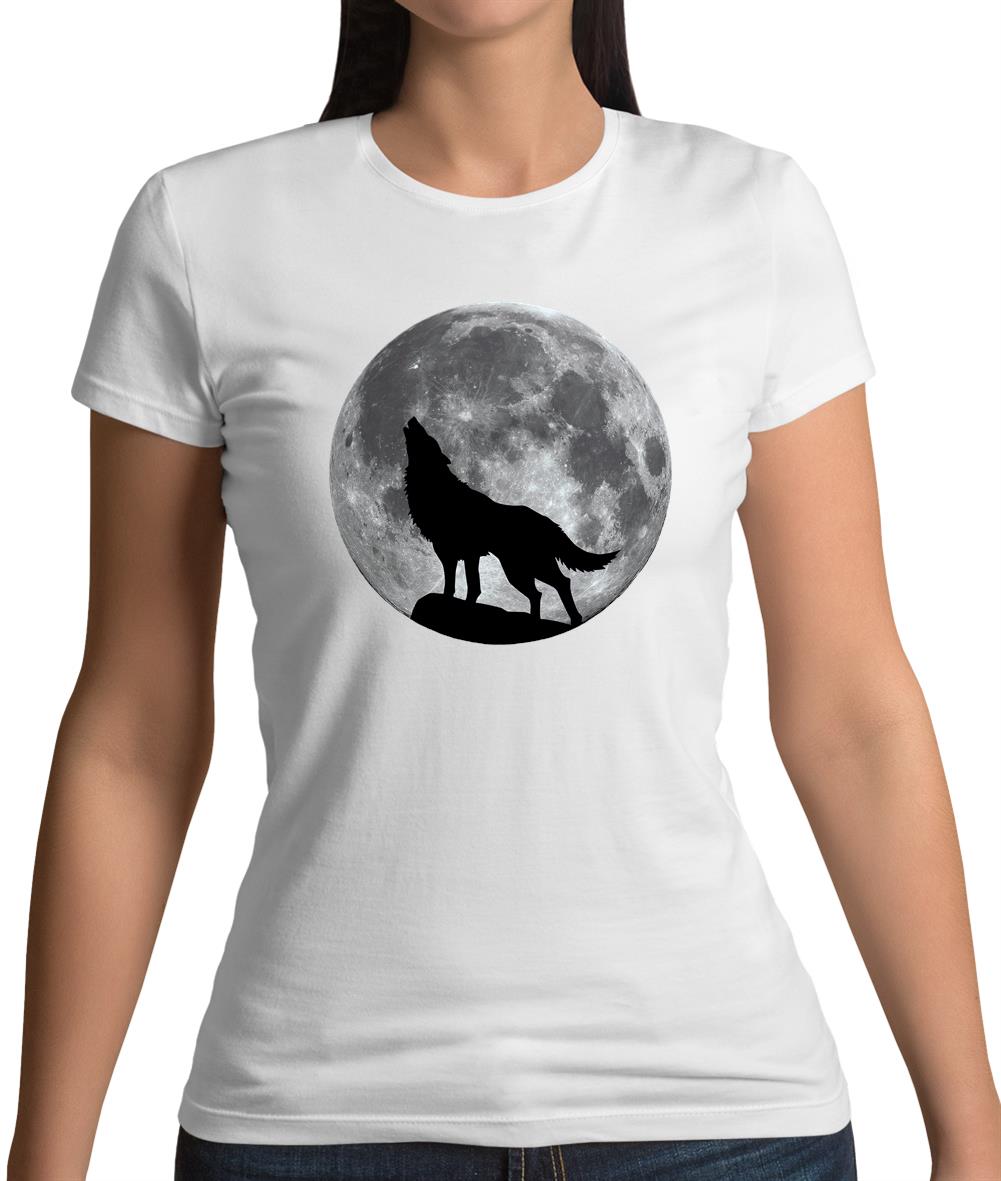 Dressdown Wolf Moon Silhouette Womens T-Shirt Dressdown Wolf Moon Silhouette Womens T-Shirt