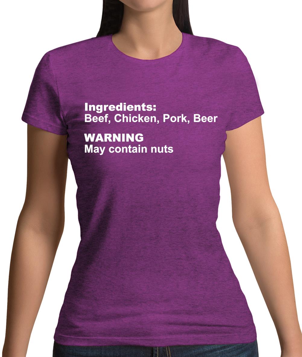 Human Ingredients May Contain Nuts Womens T-Shirt Human Ingredients May Contain Nuts Womens T-Shirt