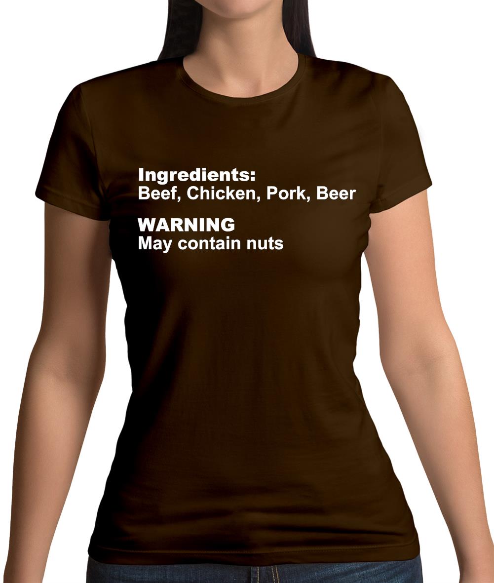 Human Ingredients May Contain Nuts Womens T-Shirt Human Ingredients May Contain Nuts Womens T-Shirt