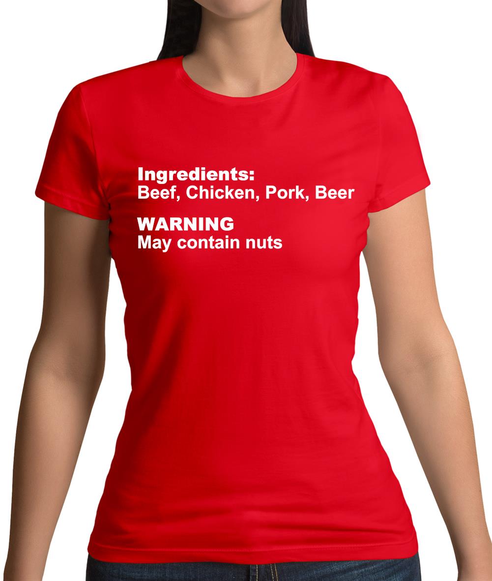 Human Ingredients May Contain Nuts Womens T-Shirt Human Ingredients May Contain Nuts Womens T-Shirt