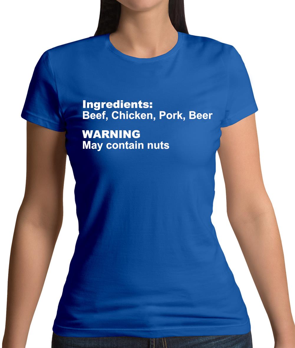 Human Ingredients May Contain Nuts Womens T-Shirt Human Ingredients May Contain Nuts Womens T-Shirt