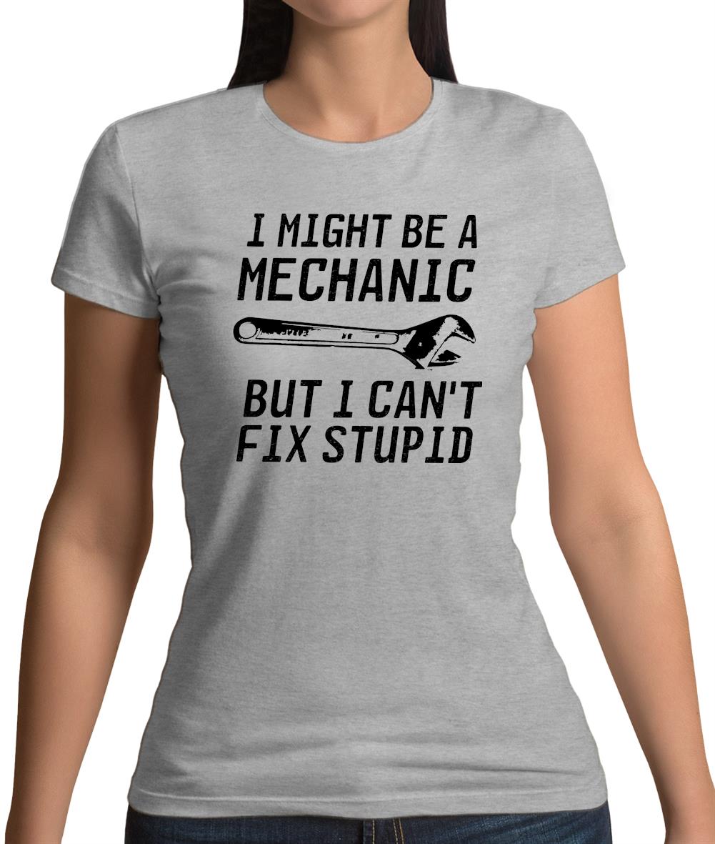 I Might Be A Mechanic But I Can't Fix Stupid Womens T-Shirt I Might Be A Mechanic But I Can't Fix Stupid Womens T-Shirt