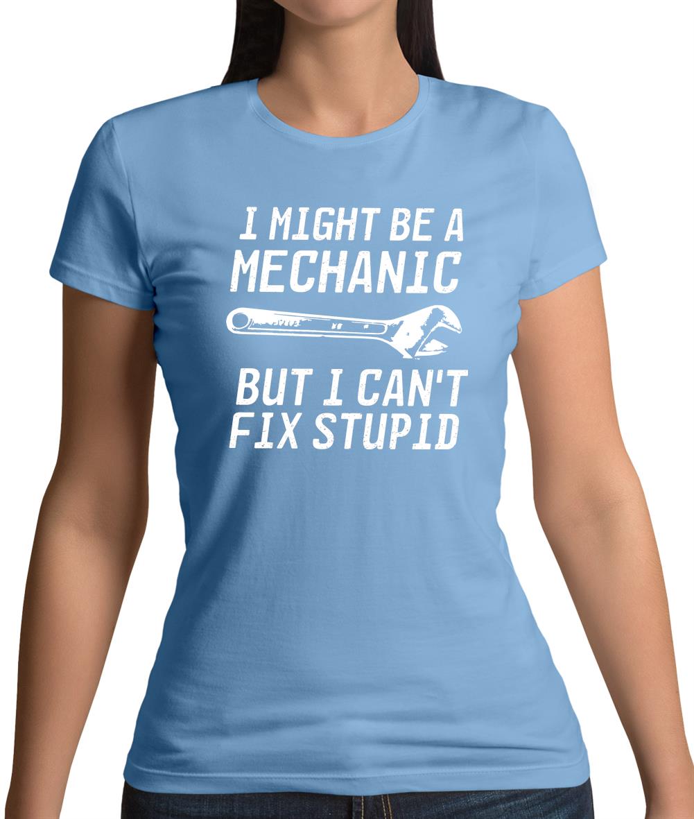 I Might Be A Mechanic But I Can't Fix Stupid Womens T-Shirt I Might Be A Mechanic But I Can't Fix Stupid Womens T-Shirt
