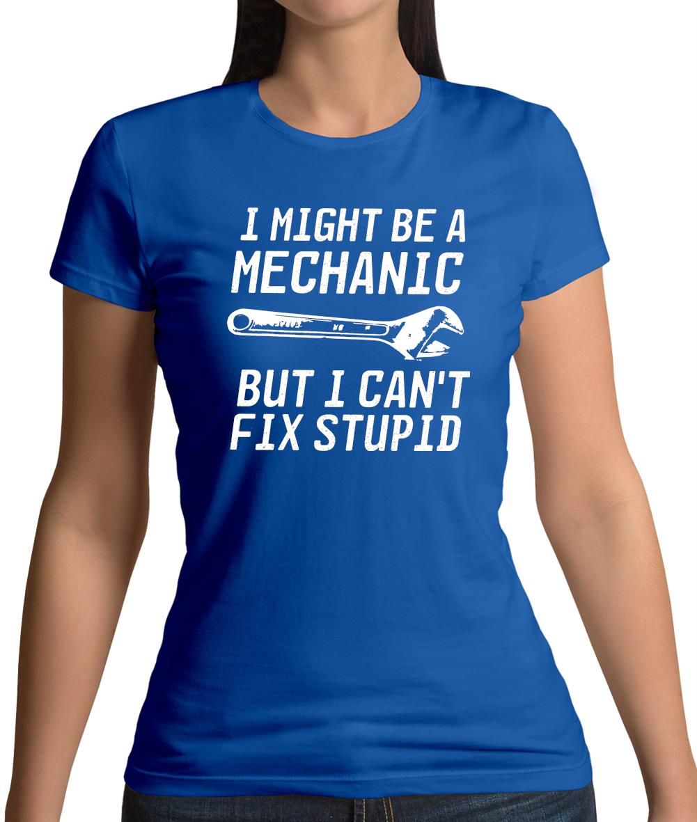 I Might Be A Mechanic But I Can't Fix Stupid Womens T-Shirt I Might Be A Mechanic But I Can't Fix Stupid Womens T-Shirt