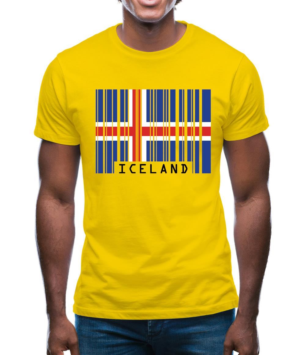 Iceland Barcode Style Flag Mens T-Shirt Iceland Barcode Style Flag Mens T-Shirt