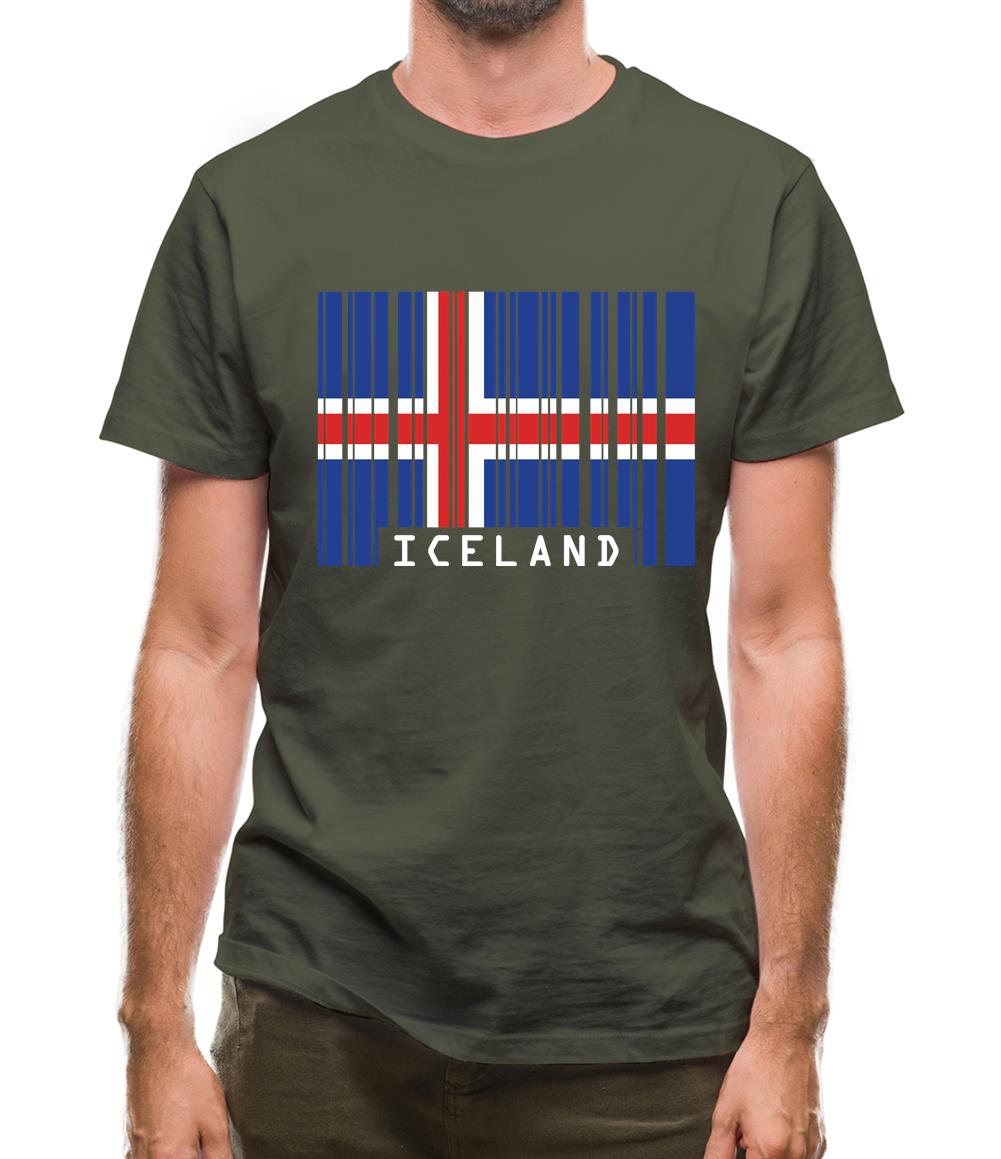 Iceland Barcode Style Flag Mens T-Shirt Iceland Barcode Style Flag Mens T-Shirt