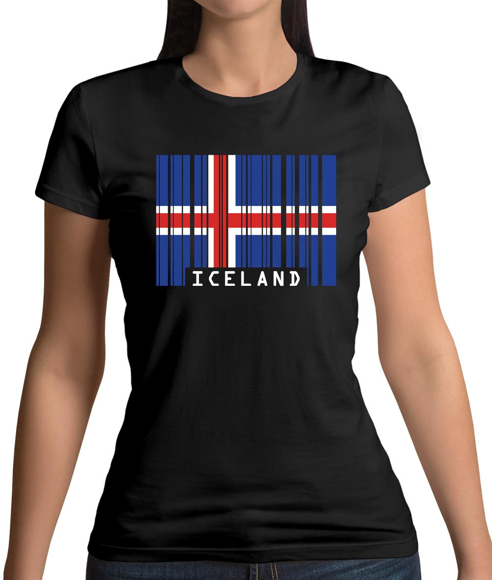 Iceland Barcode Style Flag Womens T-Shirt Iceland Barcode Style Flag Womens T-Shirt