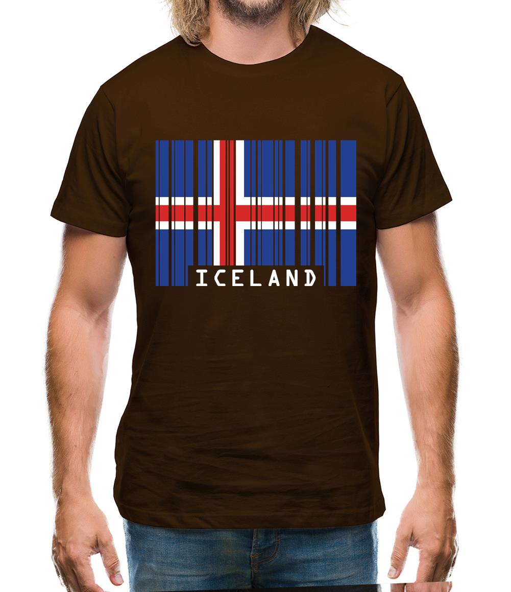 Iceland Barcode Style Flag Mens T-Shirt Iceland Barcode Style Flag Mens T-Shirt