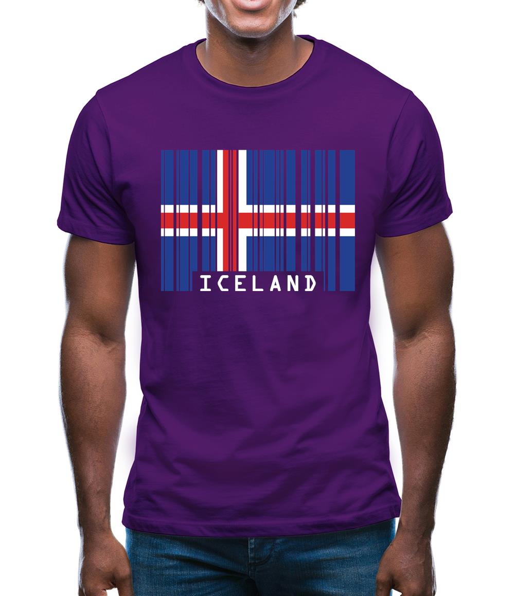 Iceland Barcode Style Flag Mens T-Shirt Iceland Barcode Style Flag Mens T-Shirt