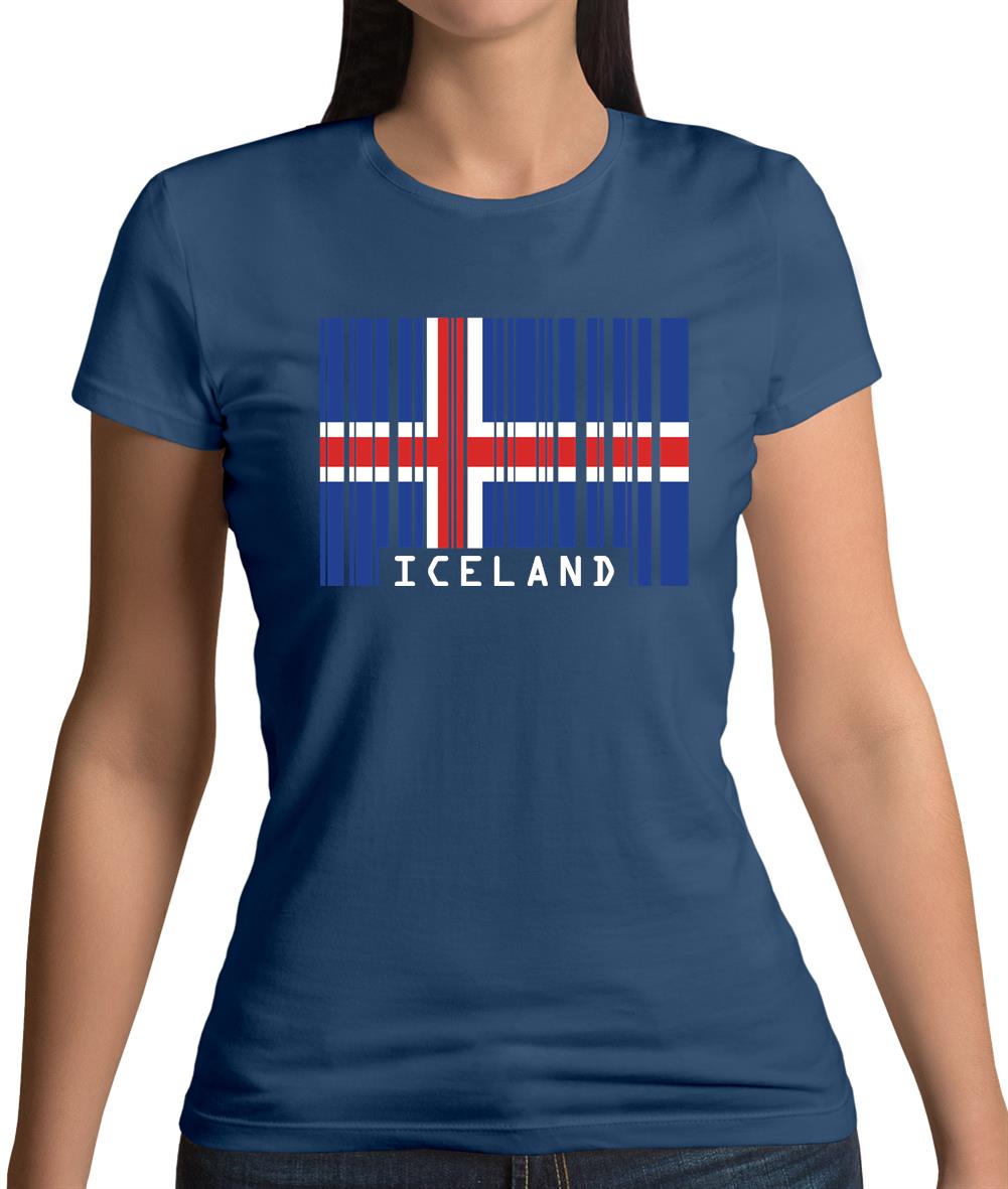 Iceland Barcode Style Flag Womens T-Shirt Iceland Barcode Style Flag Womens T-Shirt