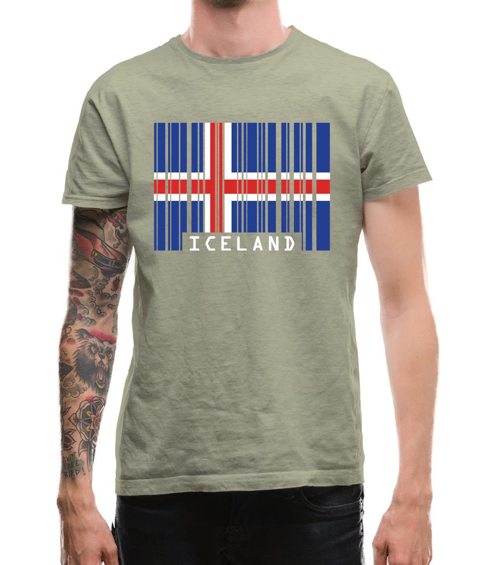 Iceland Barcode Style Flag Mens T-Shirt Iceland Barcode Style Flag Mens T-Shirt