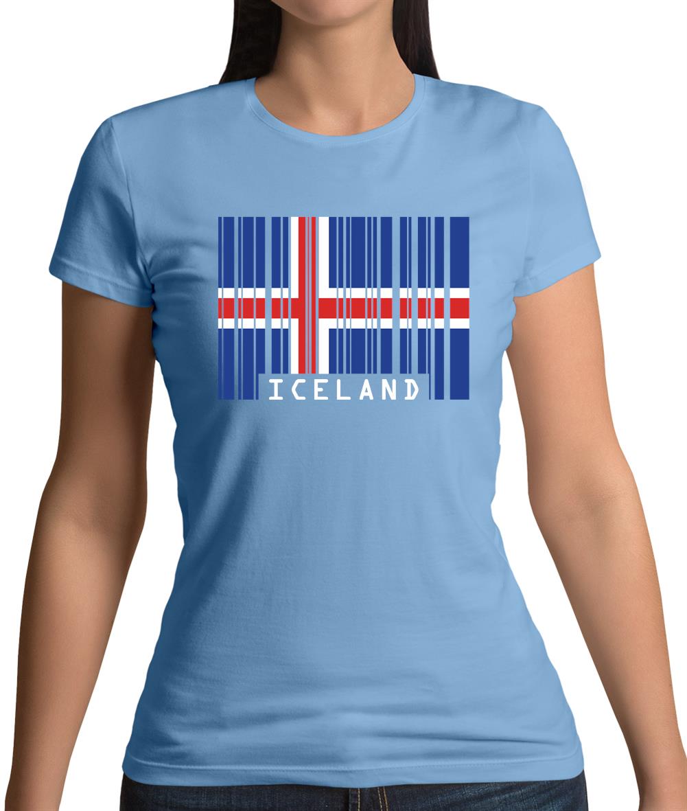 Iceland Barcode Style Flag Womens T-Shirt Iceland Barcode Style Flag Womens T-Shirt