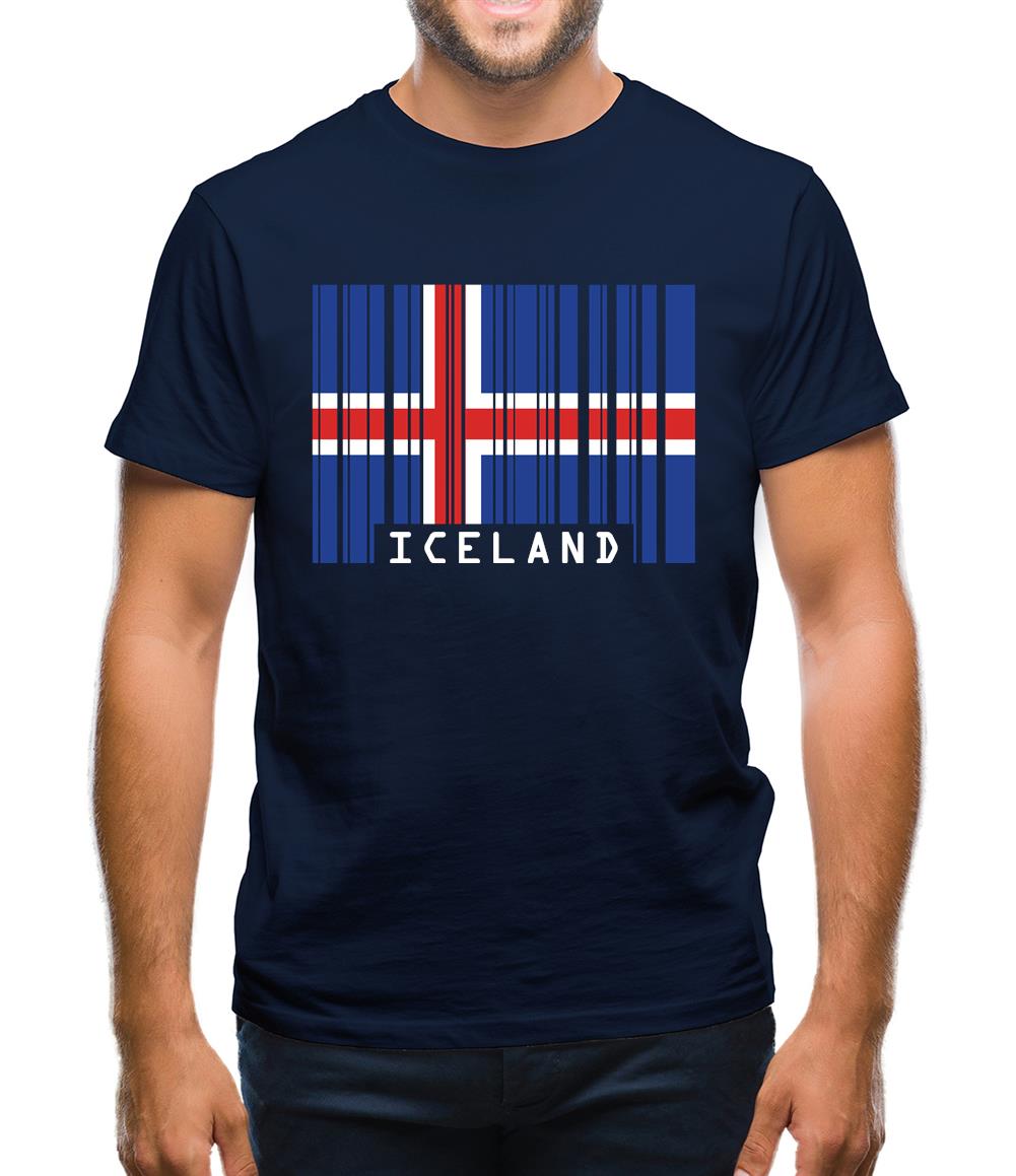 Iceland Barcode Style Flag Mens T-Shirt Iceland Barcode Style Flag Mens T-Shirt