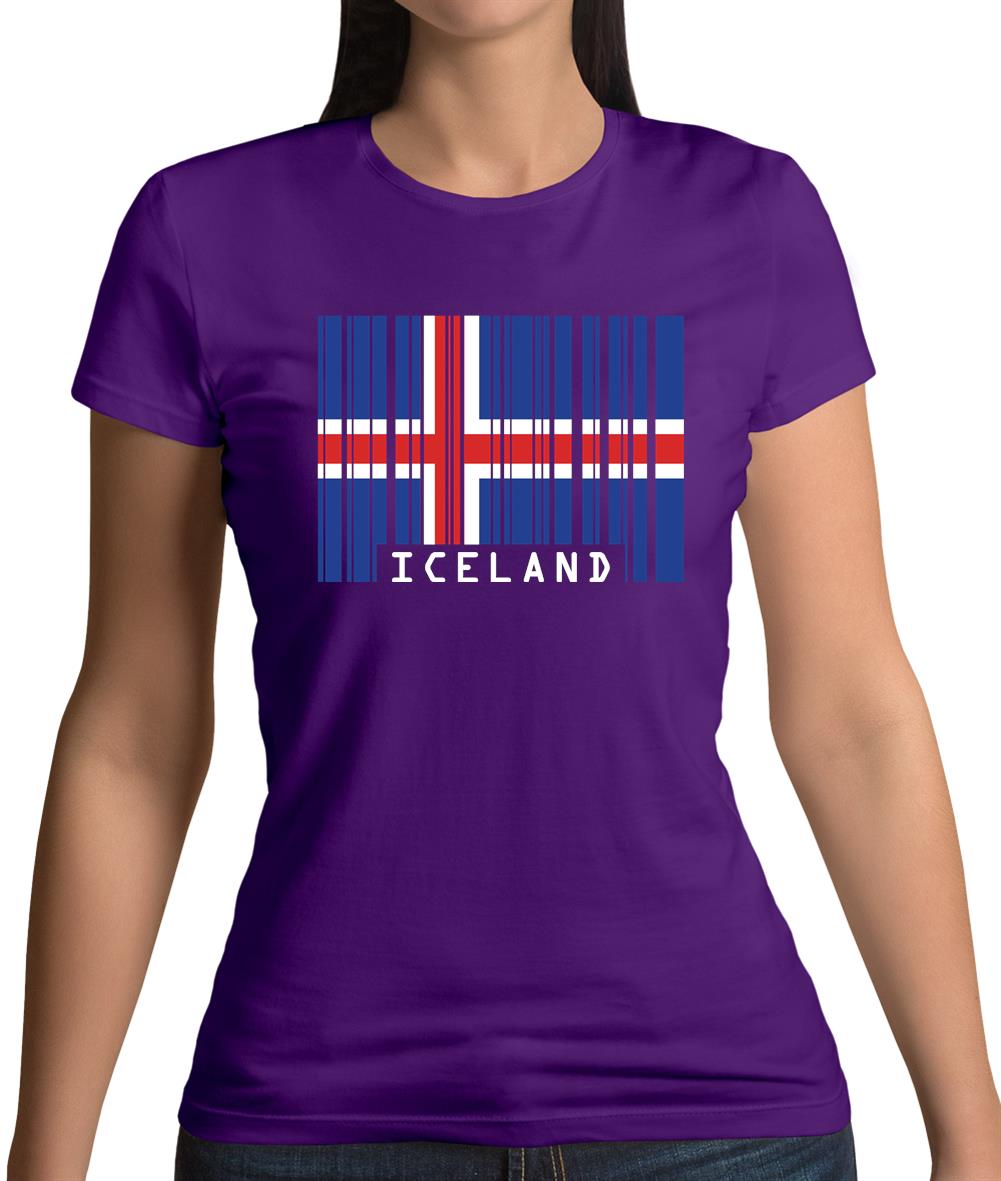 Iceland Barcode Style Flag Womens T-Shirt Iceland Barcode Style Flag Womens T-Shirt
