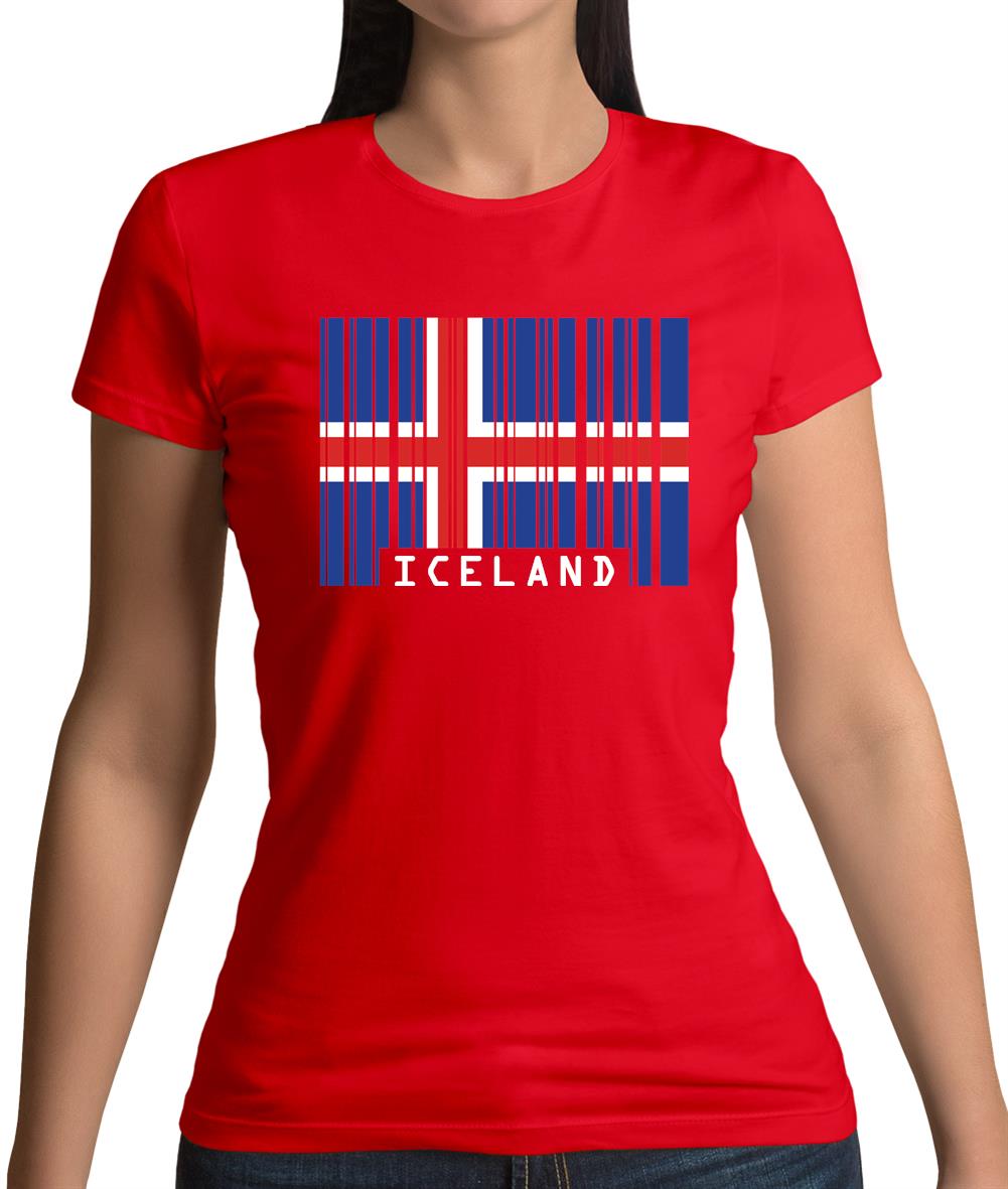 Iceland Barcode Style Flag Womens T-Shirt Iceland Barcode Style Flag Womens T-Shirt