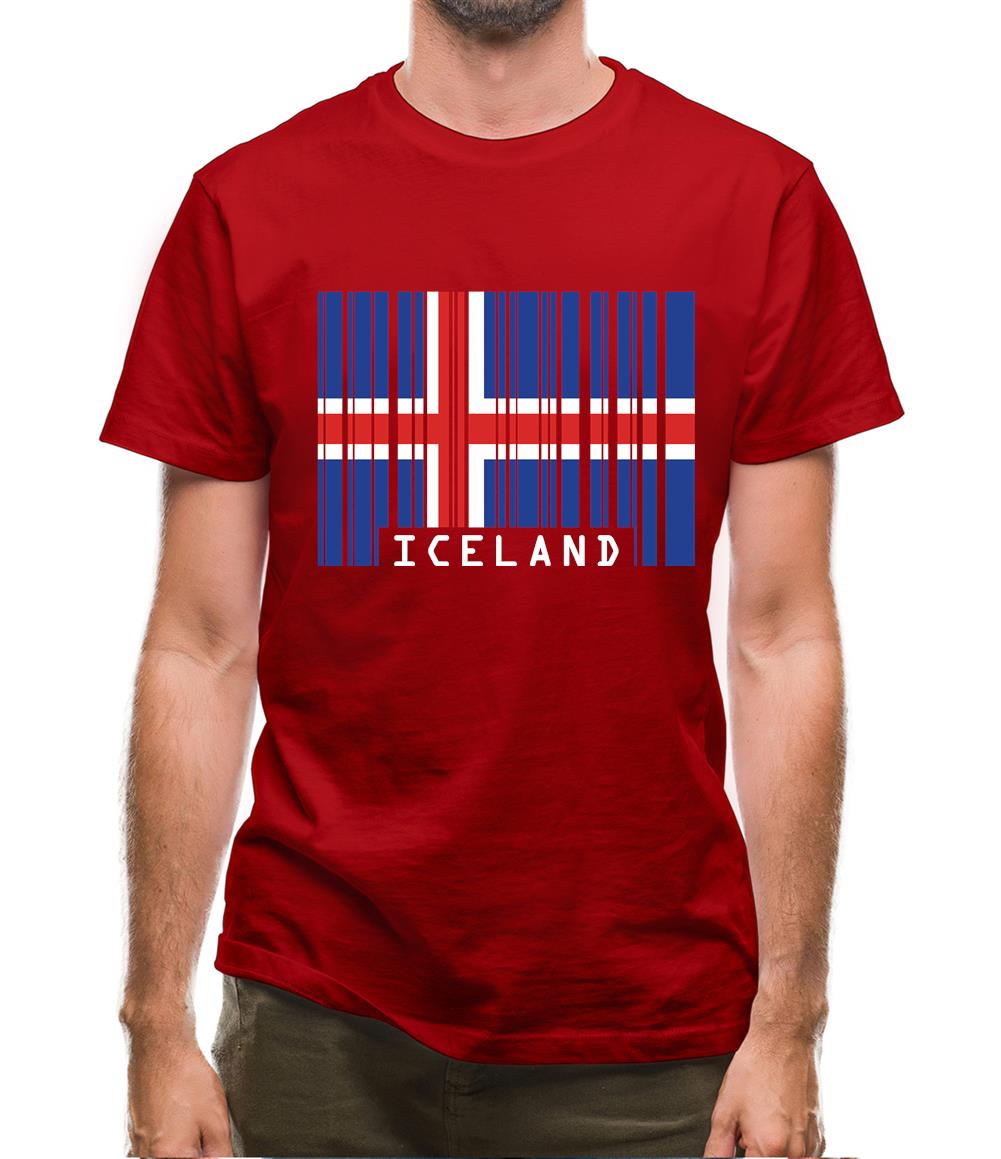 Iceland Barcode Style Flag Mens T-Shirt Iceland Barcode Style Flag Mens T-Shirt