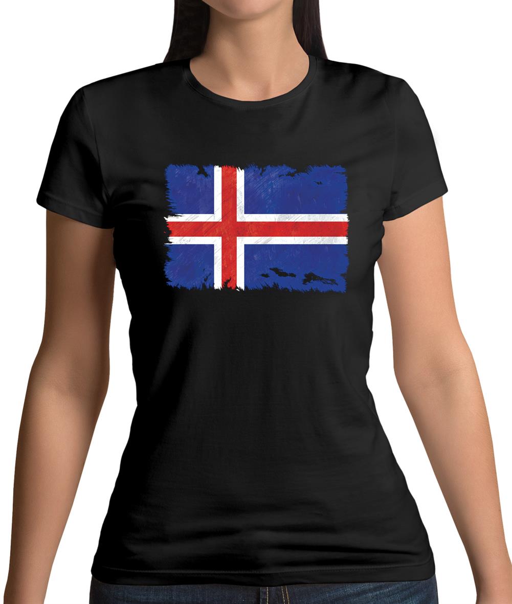 Iceland Grunge Style Flag Womens T-Shirt Iceland Grunge Style Flag Womens T-Shirt