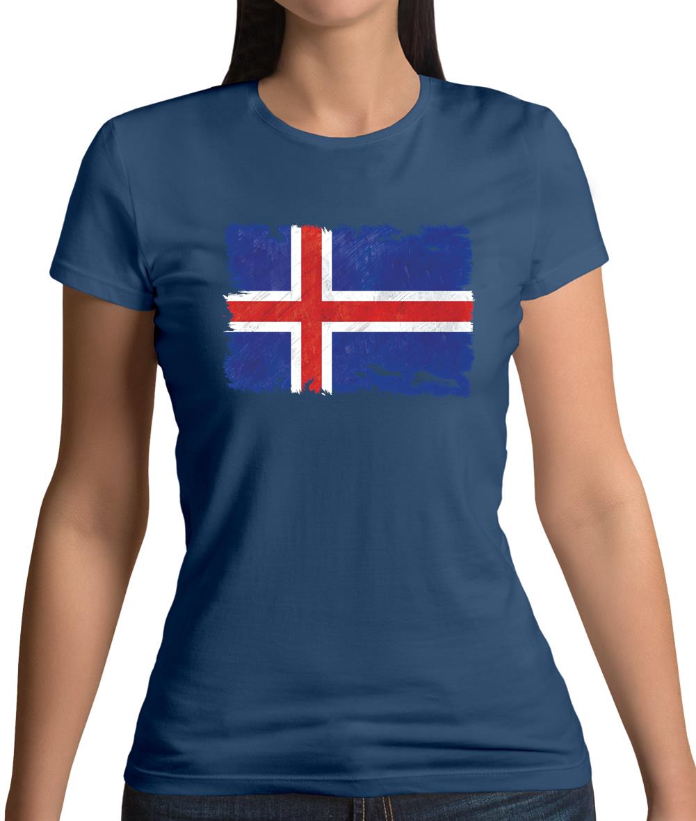 Iceland Grunge Style Flag Womens T-Shirt Iceland Grunge Style Flag Womens T-Shirt