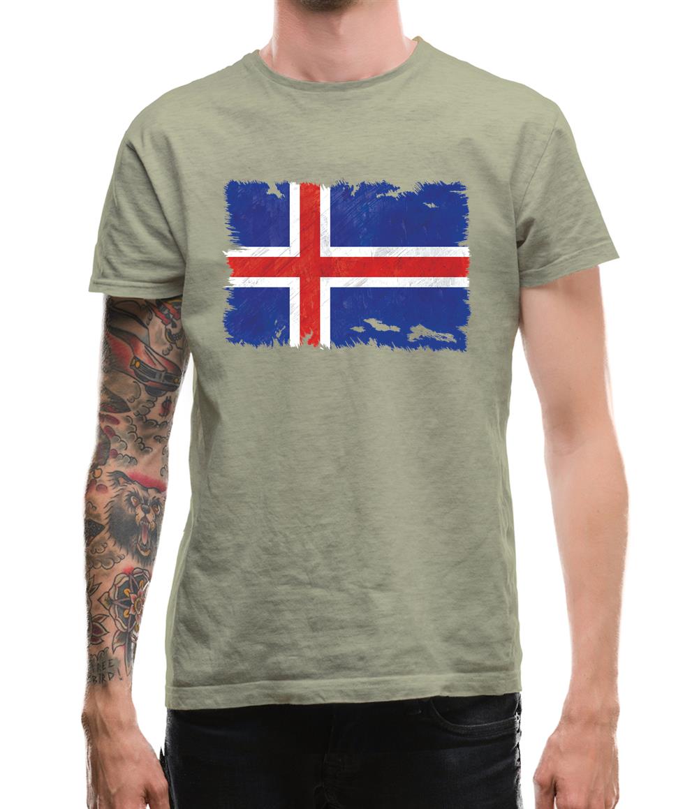 Iceland Grunge Style Flag Mens T-Shirt Iceland Grunge Style Flag Mens T-Shirt
