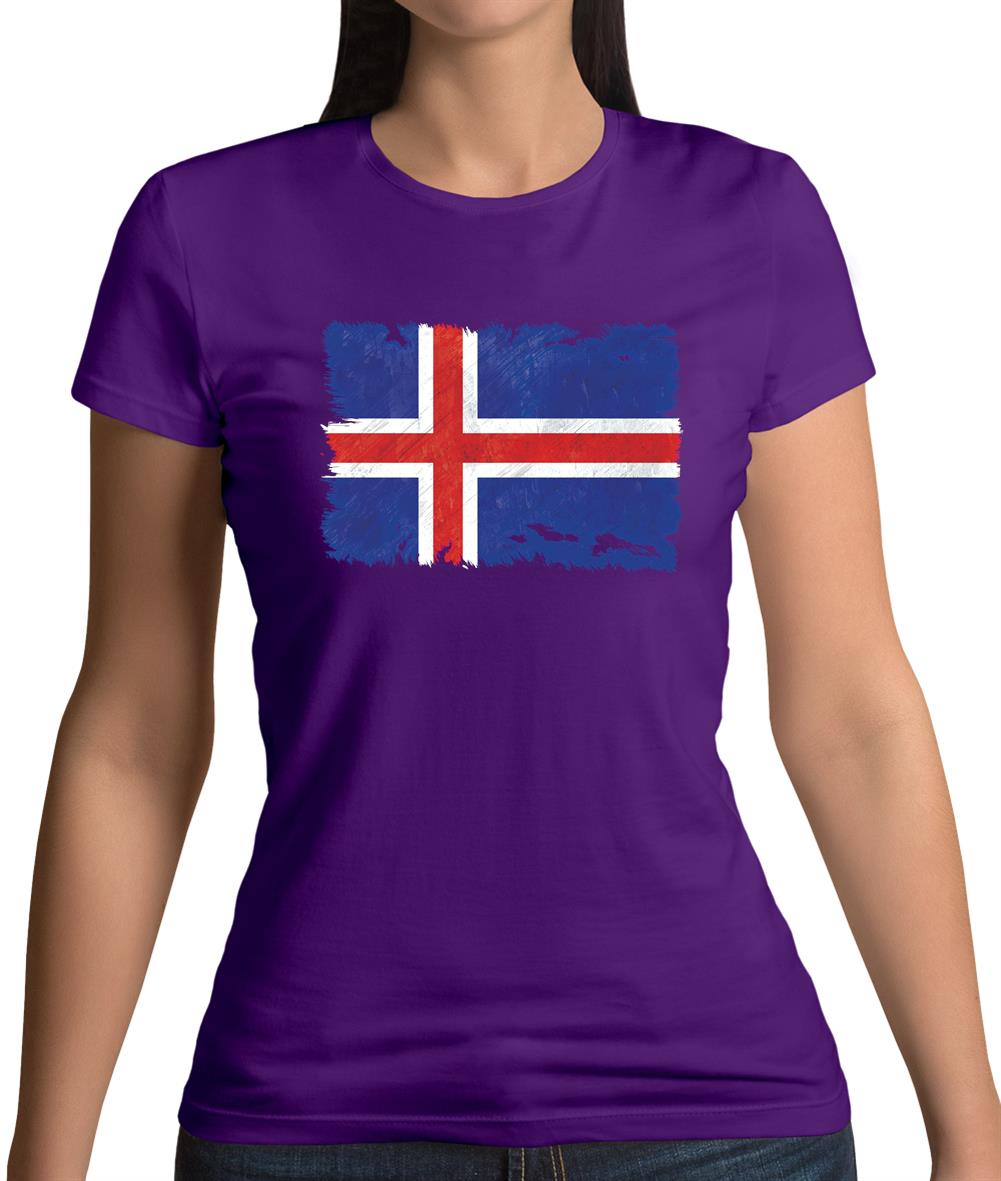Iceland Grunge Style Flag Womens T-Shirt Iceland Grunge Style Flag Womens T-Shirt
