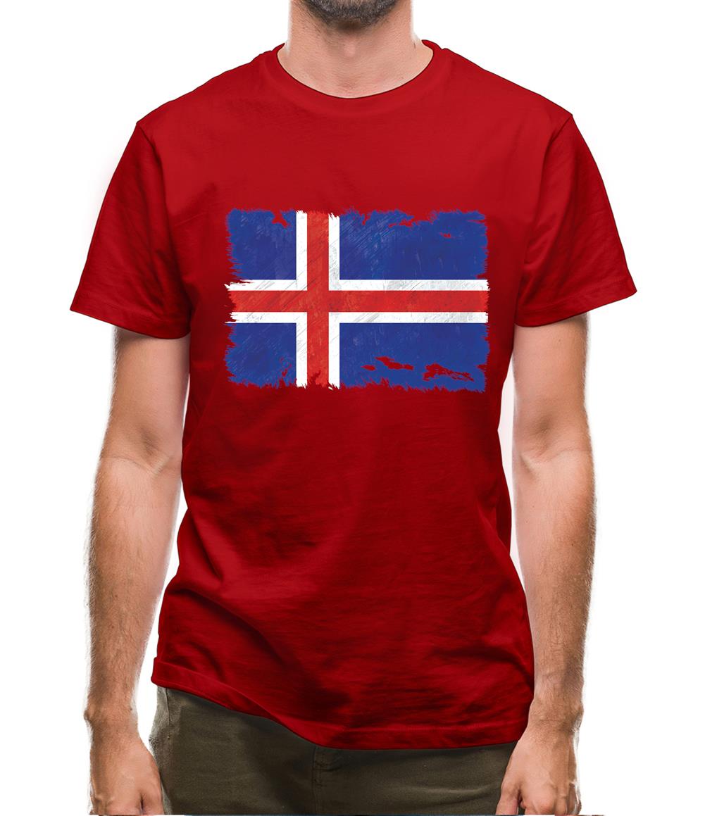 Iceland Grunge Style Flag Mens T-Shirt Iceland Grunge Style Flag Mens T-Shirt