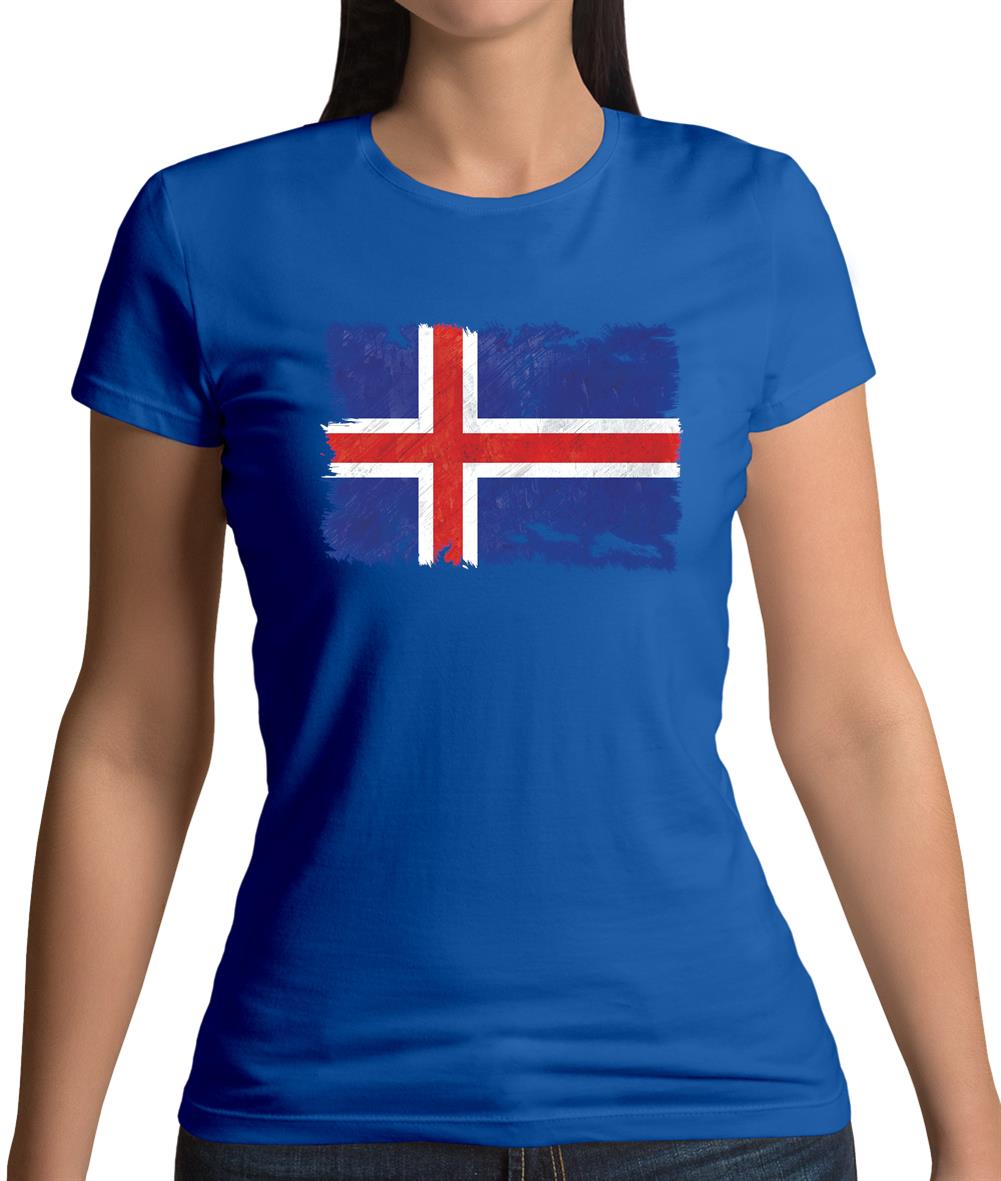Iceland Grunge Style Flag Womens T-Shirt Iceland Grunge Style Flag Womens T-Shirt