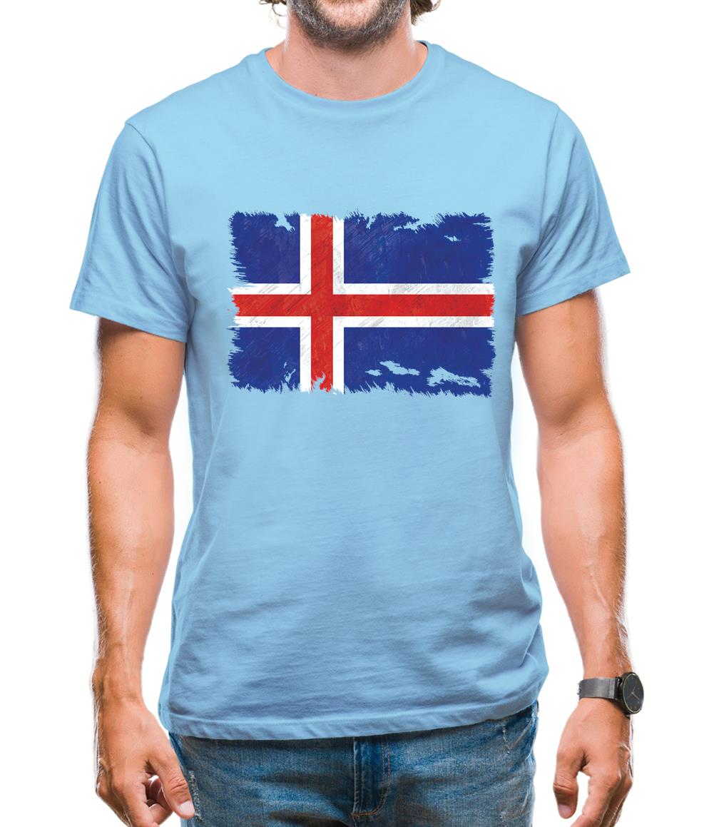 Iceland Grunge Style Flag Mens T-Shirt Iceland Grunge Style Flag Mens T-Shirt