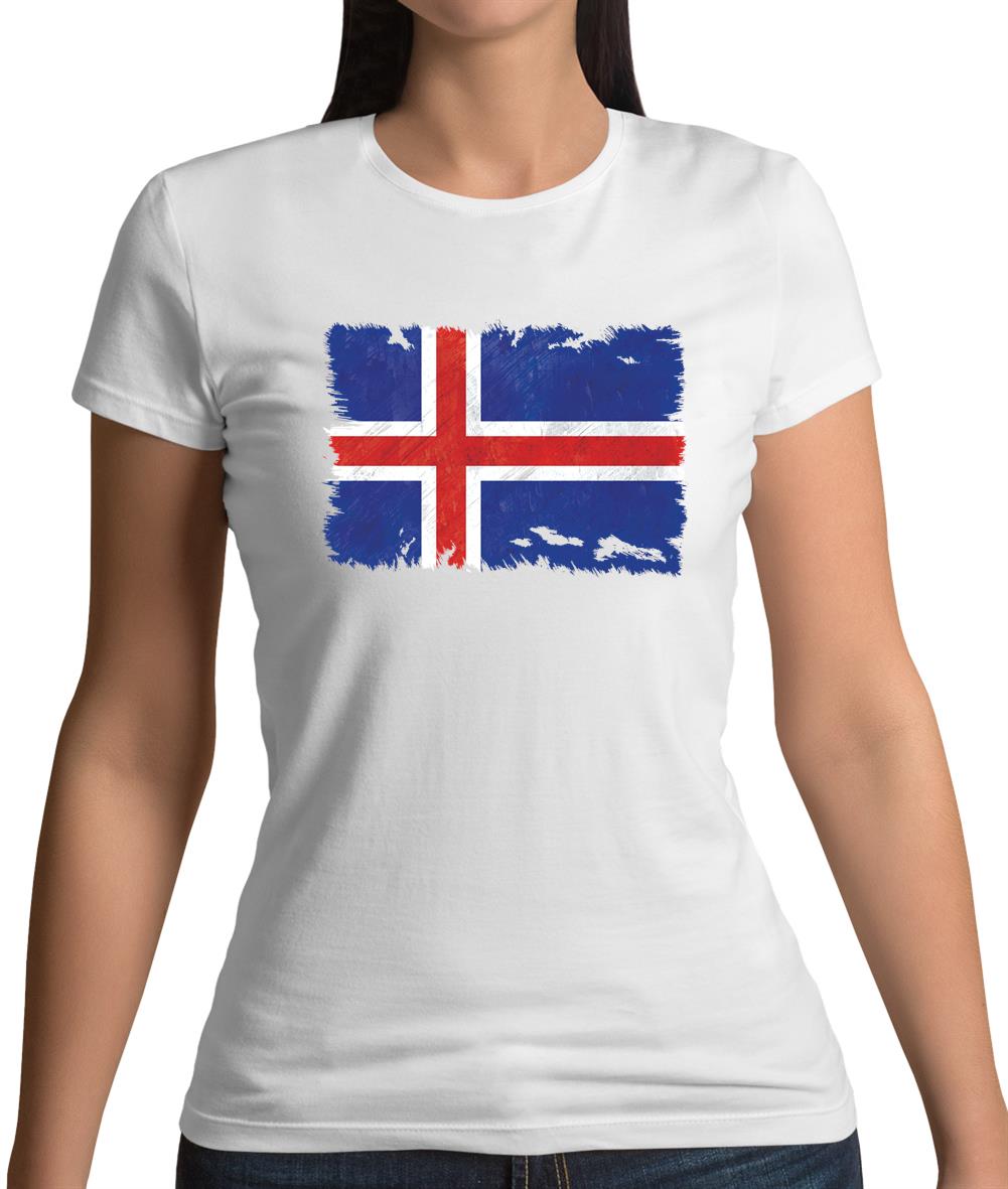 Iceland Grunge Style Flag Womens T-Shirt Iceland Grunge Style Flag Womens T-Shirt