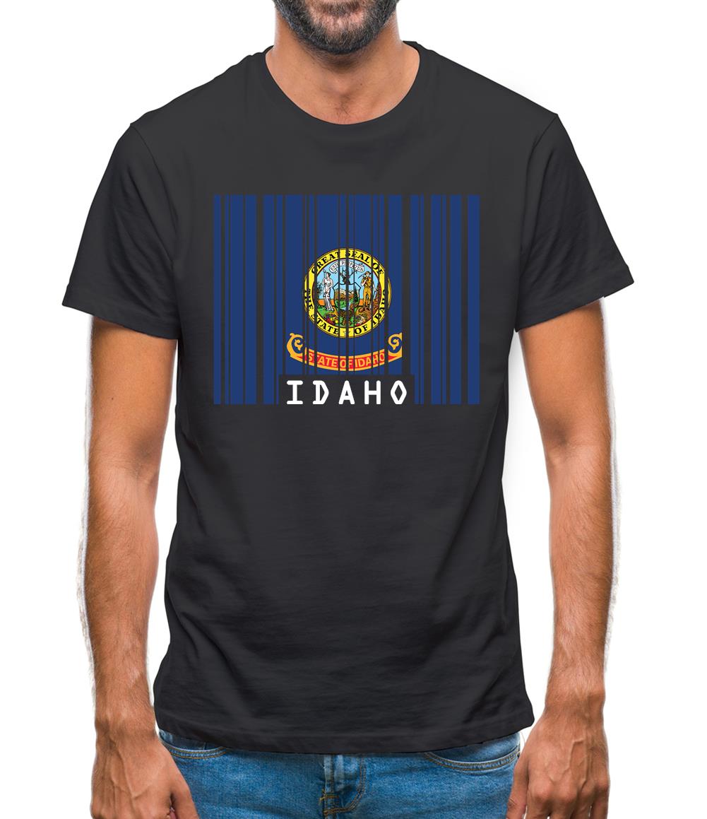 Idaho Barcode Style Flag Mens T-Shirt Idaho Barcode Style Flag Mens T-Shirt