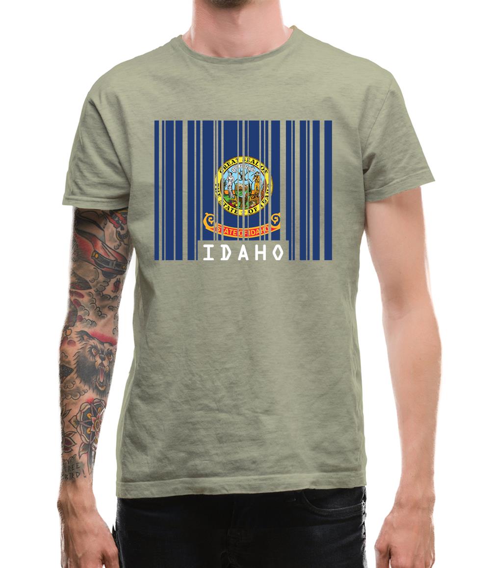 Idaho Barcode Style Flag Mens T-Shirt Idaho Barcode Style Flag Mens T-Shirt