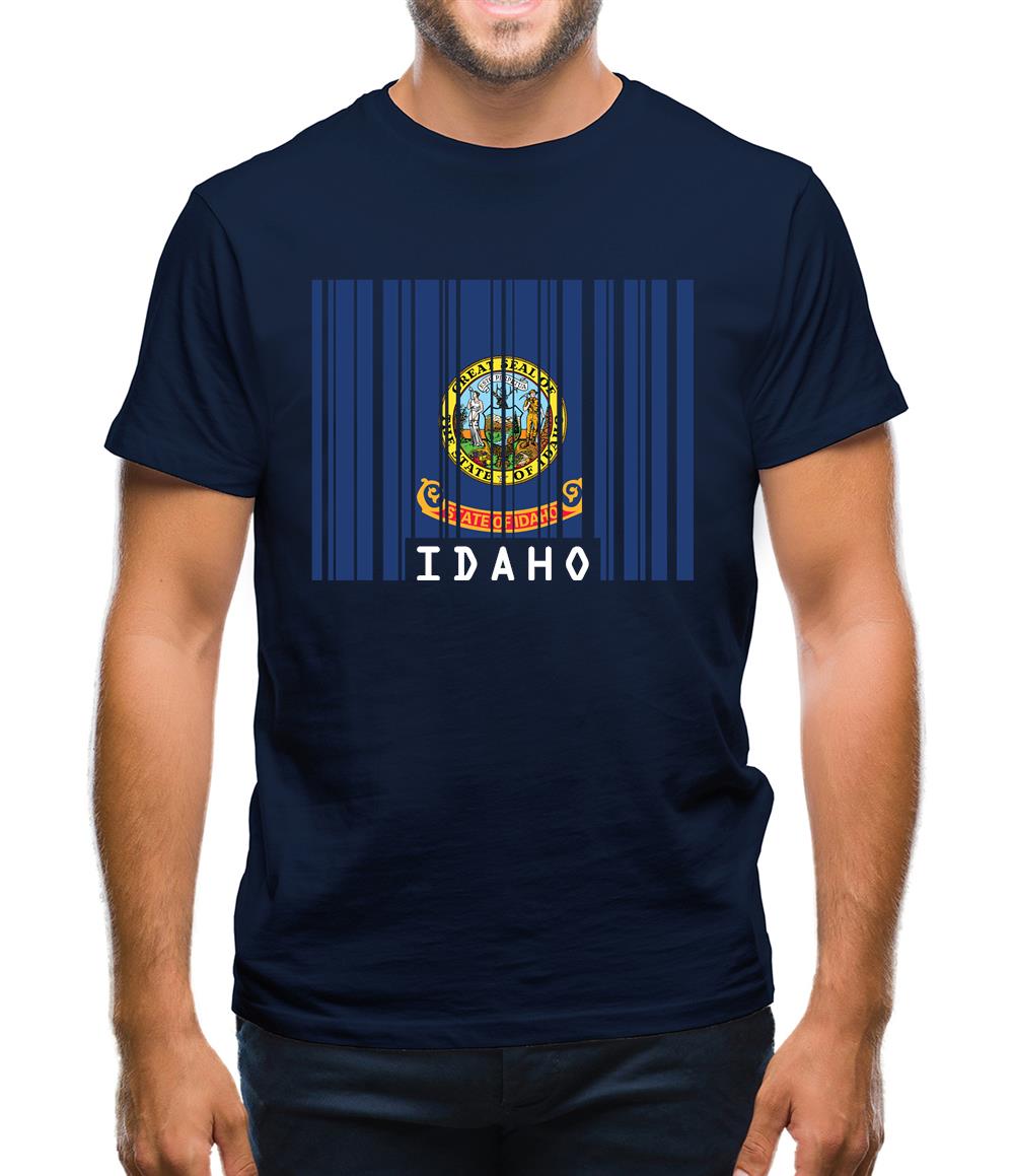Idaho Barcode Style Flag Mens T-Shirt Idaho Barcode Style Flag Mens T-Shirt