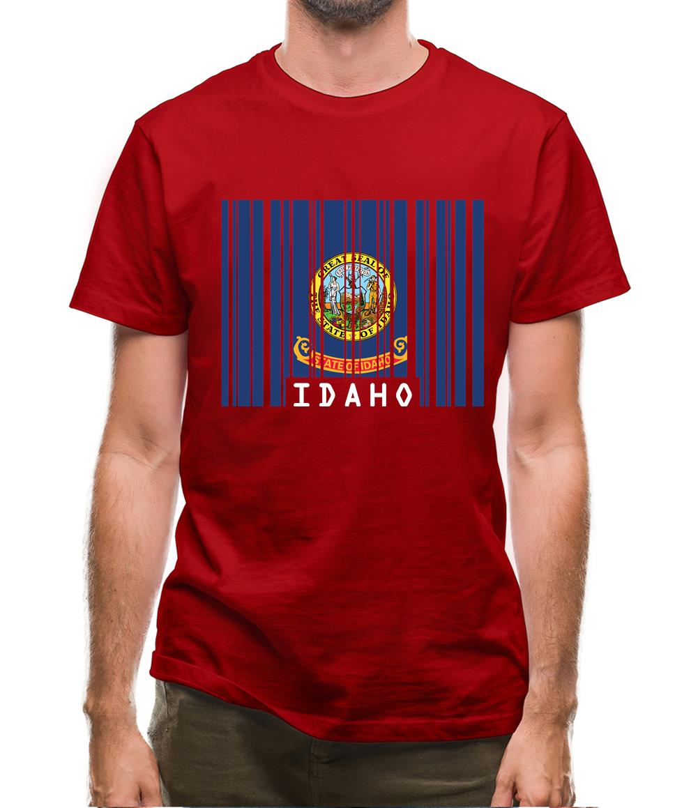 Idaho Barcode Style Flag Mens T-Shirt Idaho Barcode Style Flag Mens T-Shirt