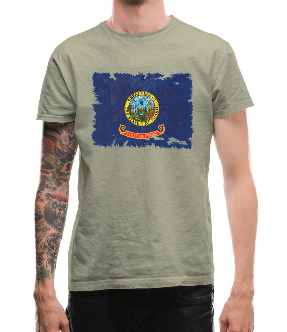 Idaho Grunge Style Flag Mens T-Shirt Idaho Grunge Style Flag Mens T-Shirt