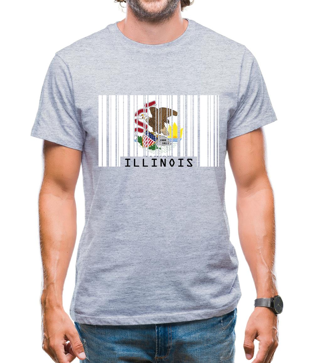 Illinois Barcode Style Flag Mens T-Shirt Illinois Barcode Style Flag Mens T-Shirt