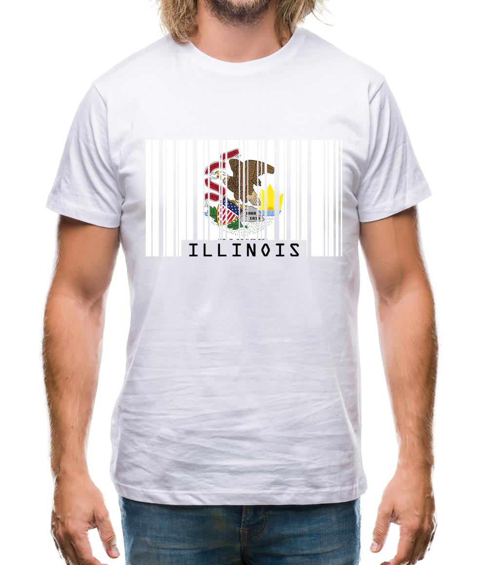 Illinois Barcode Style Flag Mens T-Shirt Illinois Barcode Style Flag Mens T-Shirt
