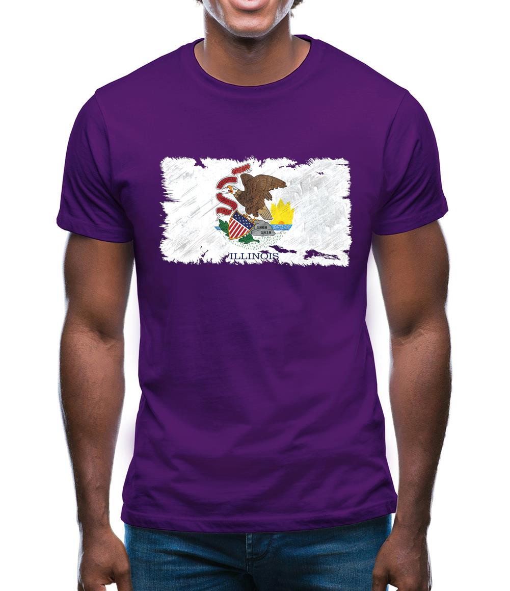 Illinois Grunge Style Flag Mens T-Shirt Illinois Grunge Style Flag Mens T-Shirt