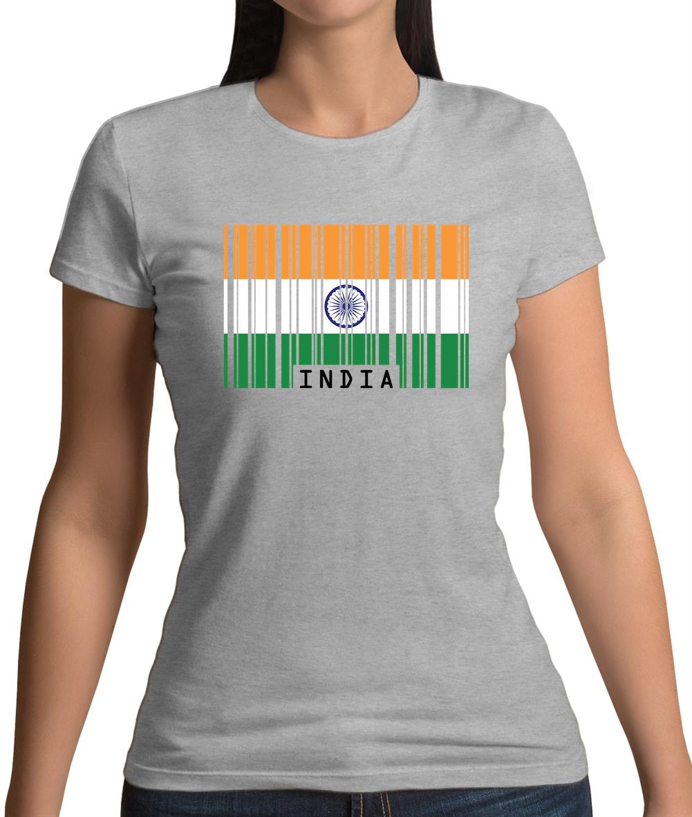 India Barcode Style Flag Womens T-Shirt India Barcode Style Flag Womens T-Shirt