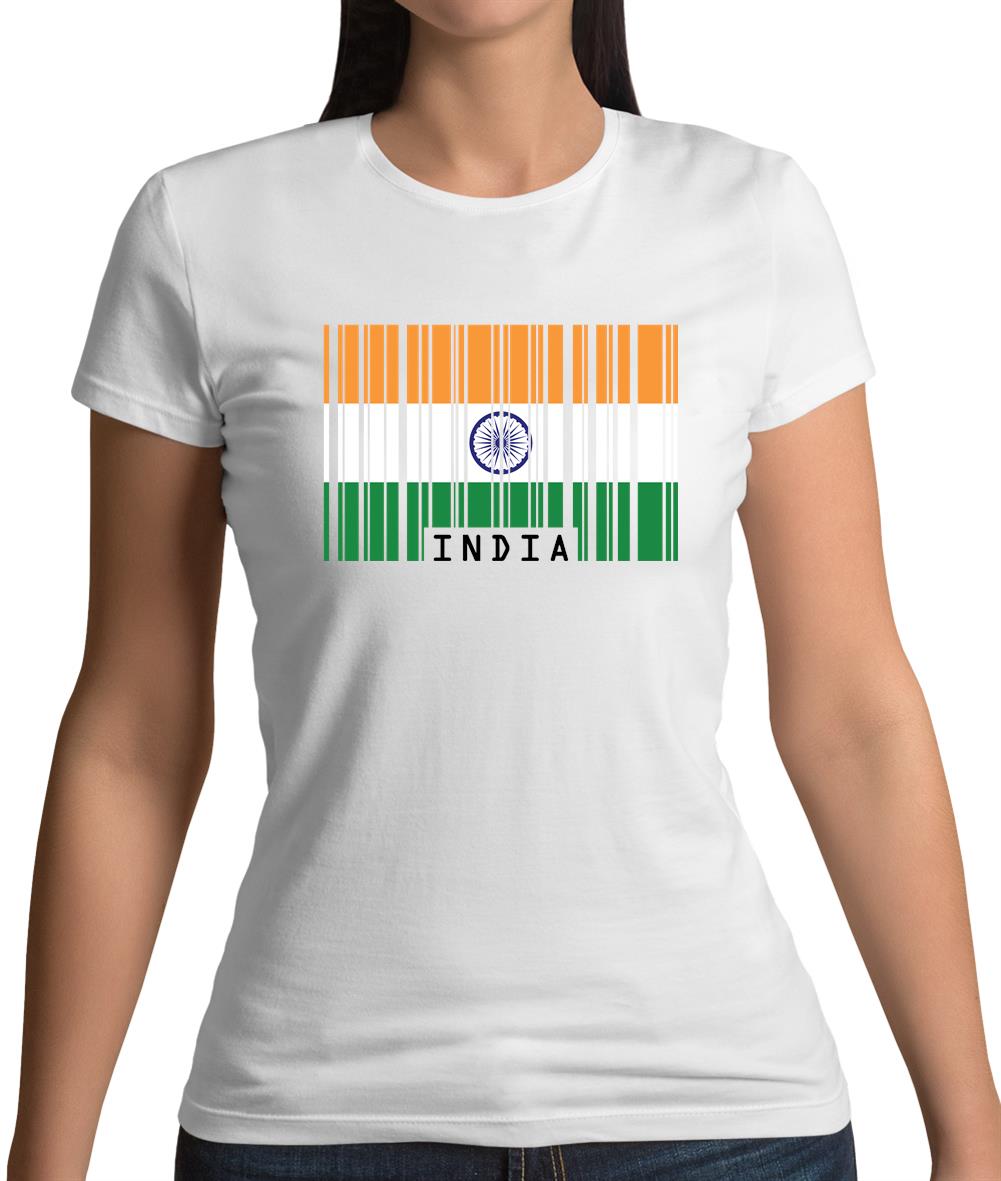 India Barcode Style Flag Womens T-Shirt India Barcode Style Flag Womens T-Shirt