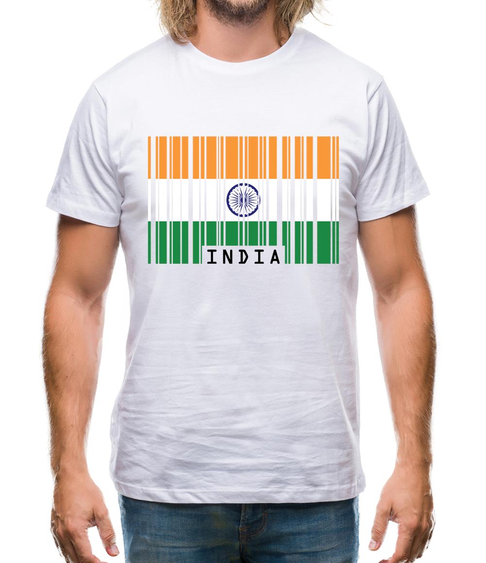 India Barcode Style Flag Mens T-Shirt India Barcode Style Flag Mens T-Shirt