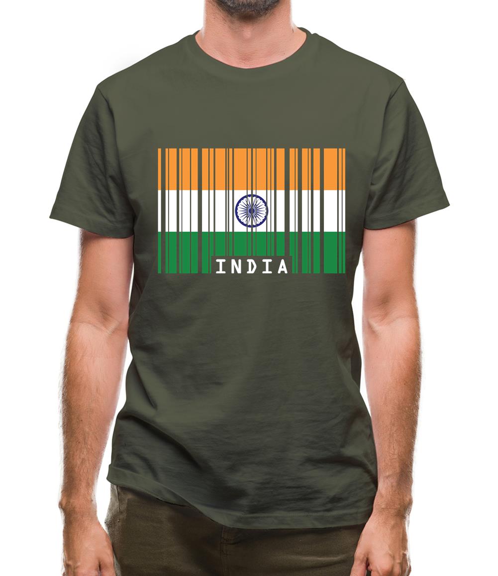 India Barcode Style Flag Mens T-Shirt India Barcode Style Flag Mens T-Shirt