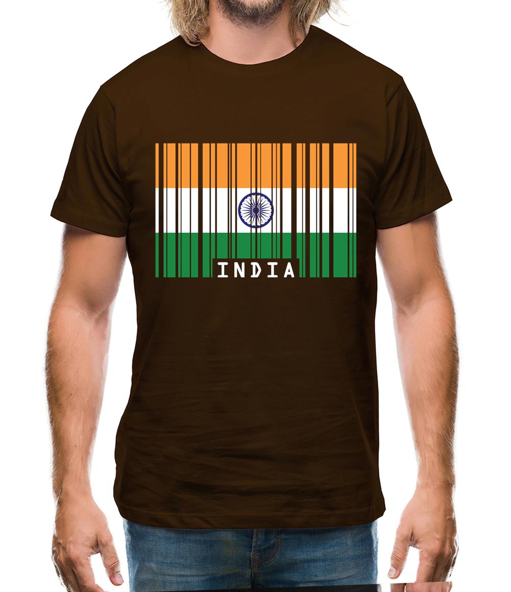 India Barcode Style Flag Mens T-Shirt India Barcode Style Flag Mens T-Shirt