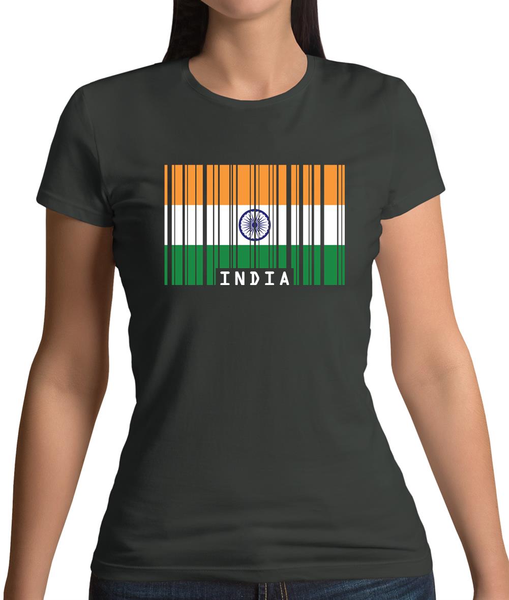 India Barcode Style Flag Womens T-Shirt India Barcode Style Flag Womens T-Shirt