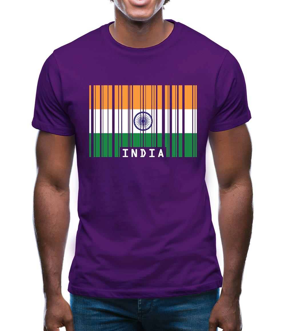 India Barcode Style Flag Mens T-Shirt India Barcode Style Flag Mens T-Shirt