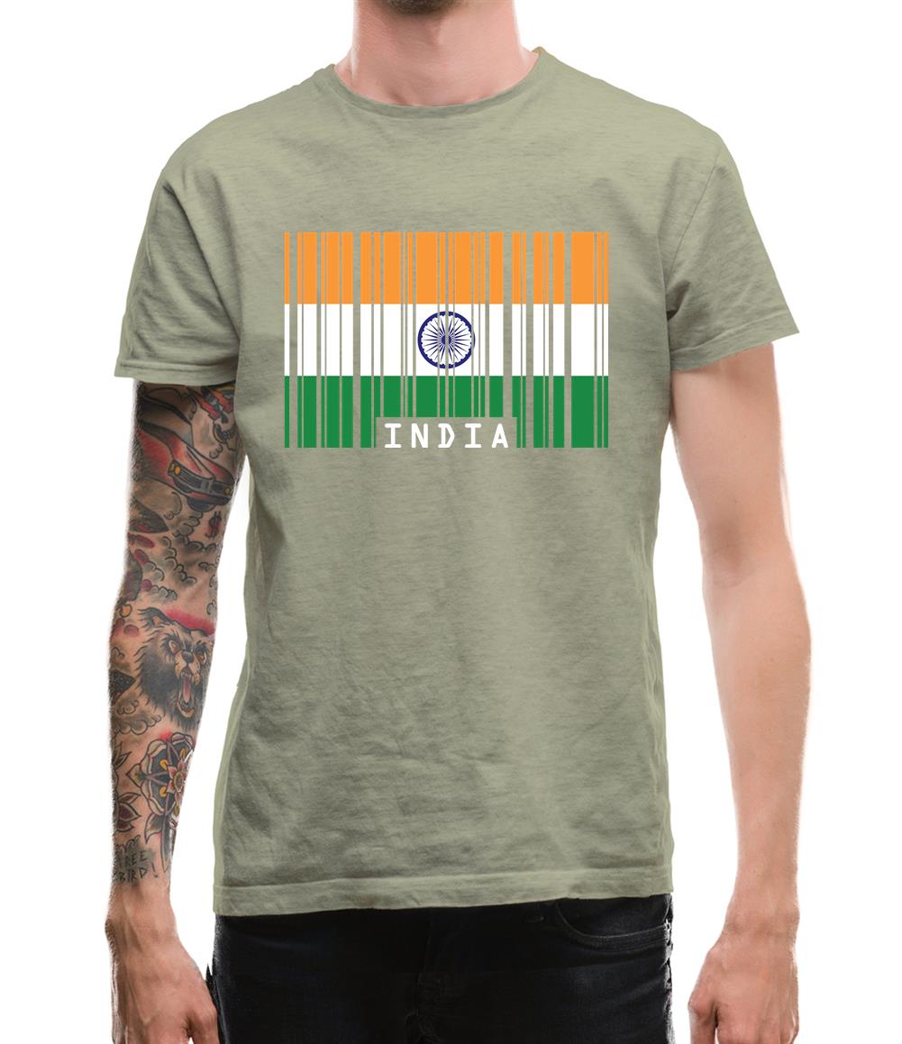 India Barcode Style Flag Mens T-Shirt India Barcode Style Flag Mens T-Shirt