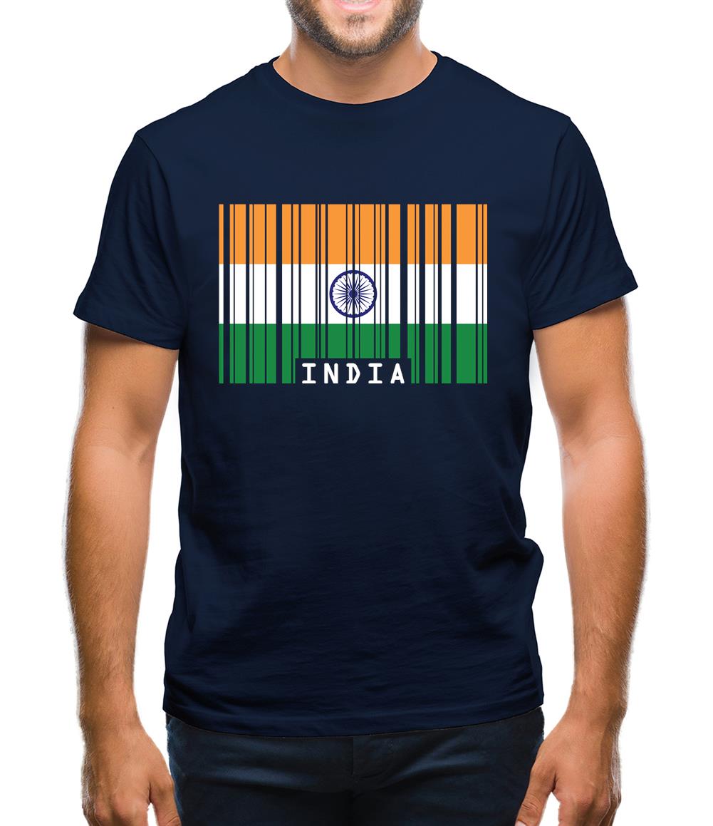 India Barcode Style Flag Mens T-Shirt India Barcode Style Flag Mens T-Shirt